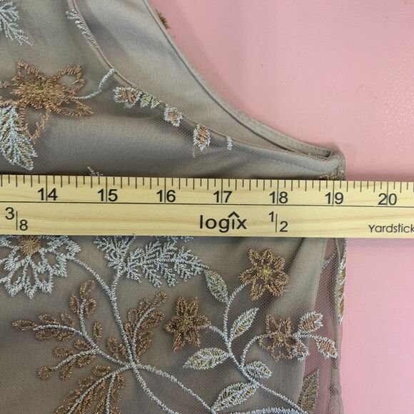 Calvin Klein Embroidered Dress Lace Mesh Sheer Metallic Cocktail Formal Wedding - Picture 10 of 14